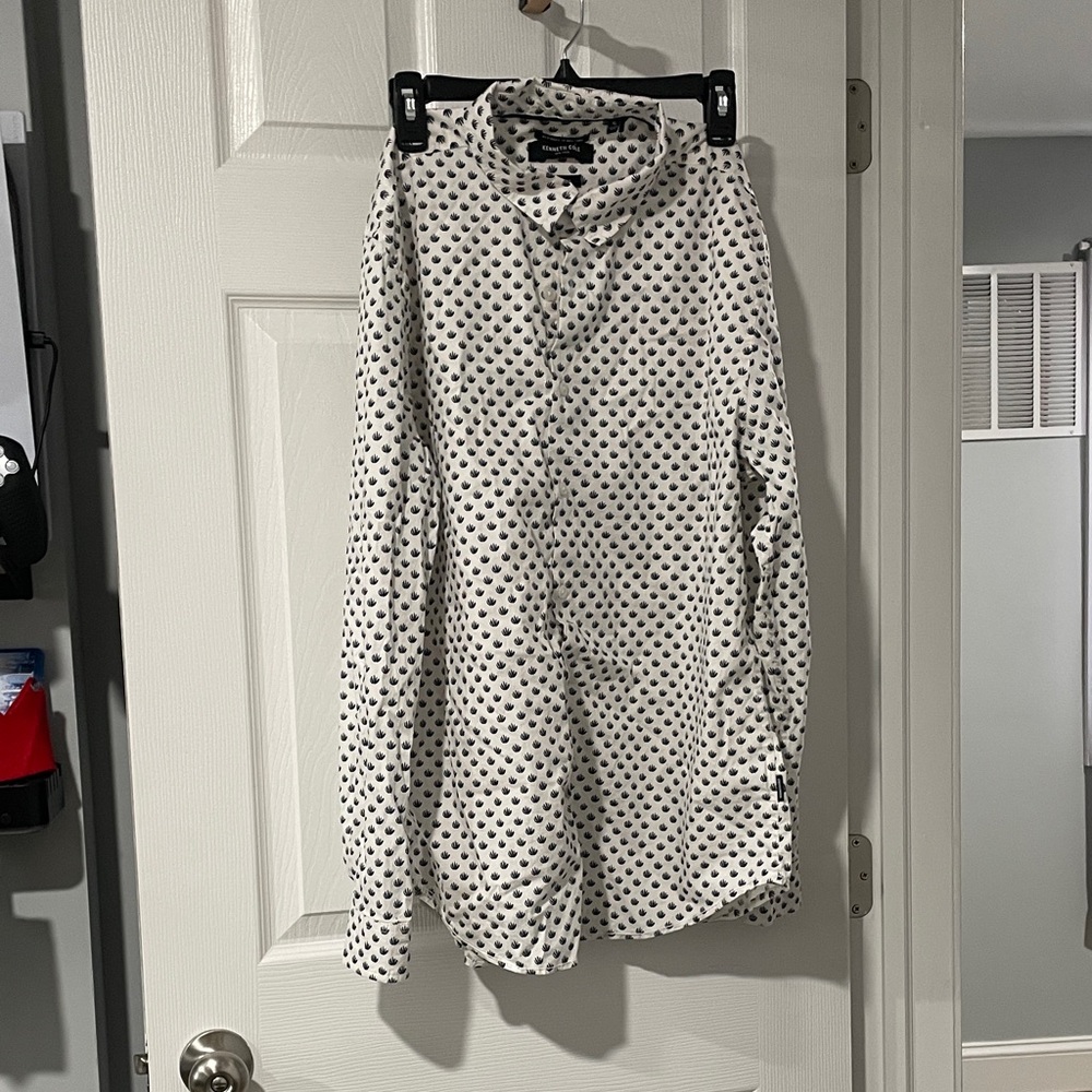 Kenneth Cole White and Black Patterned Shirt